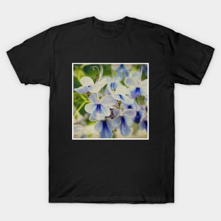 Unique Blue Flower with green leaves nature lovers beautiful photography design T-Shirt